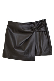 Twist Front Faux Leather 'Billie' Mini Skort