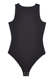 Racer Neck Double Layer 'ELR' Bodysuit - Black