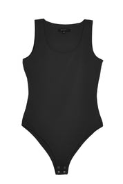 Scoop Neck Plunge Sleeveless 'Joy' Bodysuit - Black