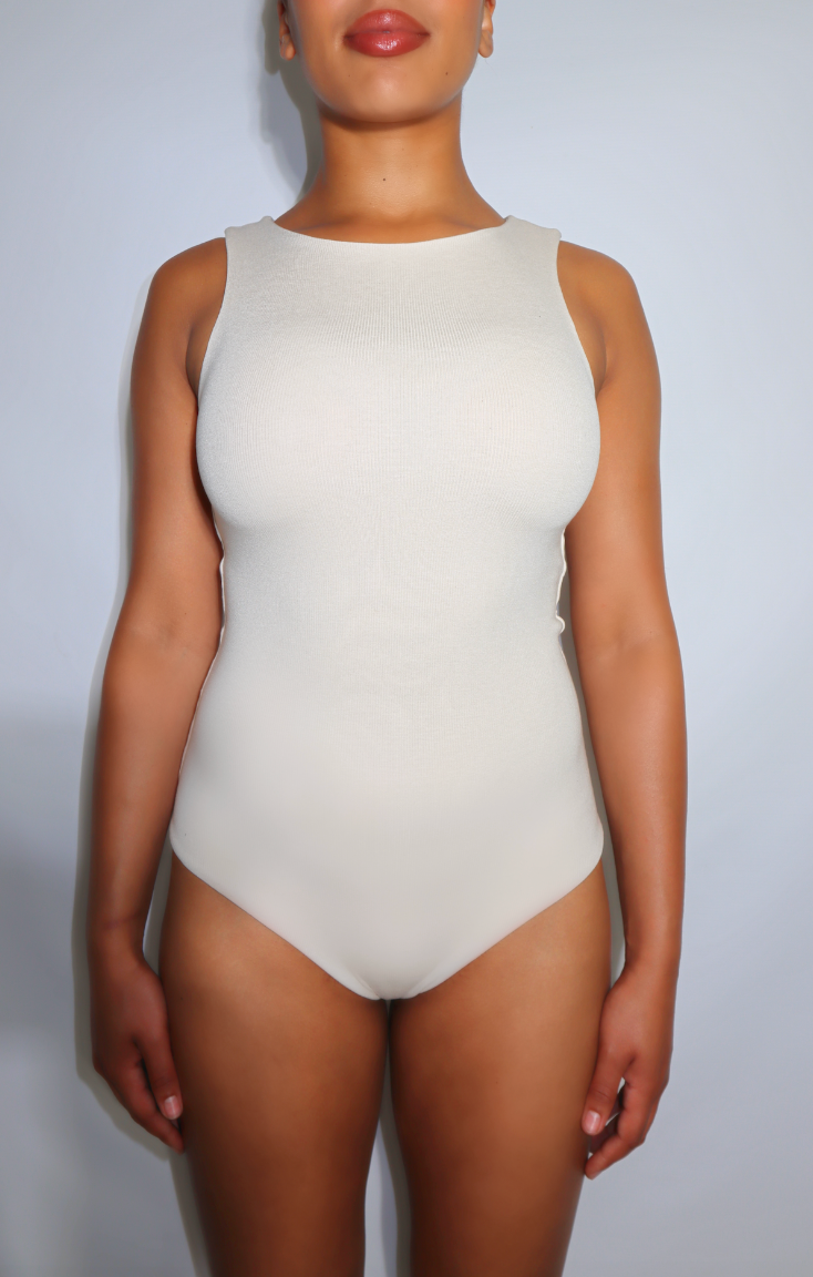 Luxe Ribbed Knit ‘ ELR’ Bodysuit - Coconut Ivory