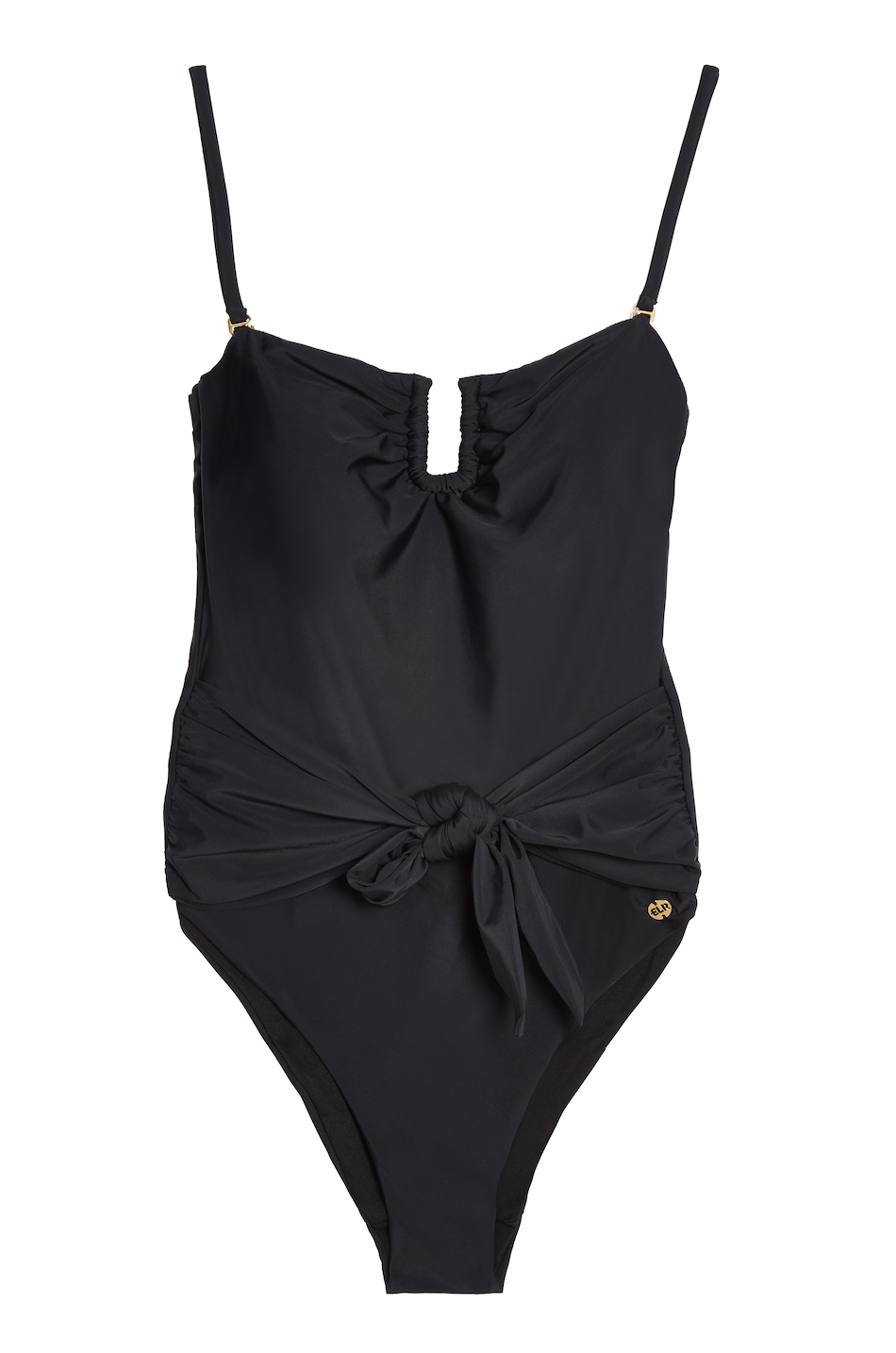 Bandeau Removable Strap Control Swimsuit With Tie Side