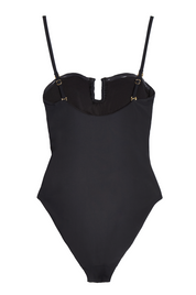 Bandeau Removable Strap Control Swimsuit With Tie Side