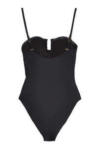 Bandeau Removable Strap Control Swimsuit With Tie Side