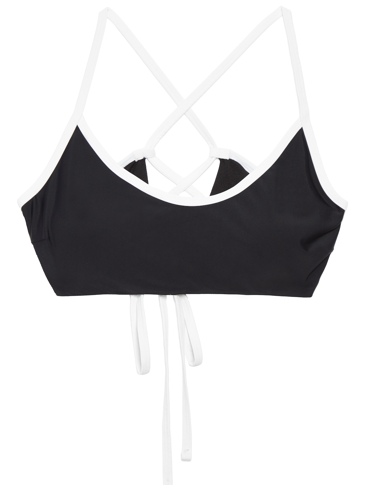 Cross Back Contrast Trim Bralette Bikini Top