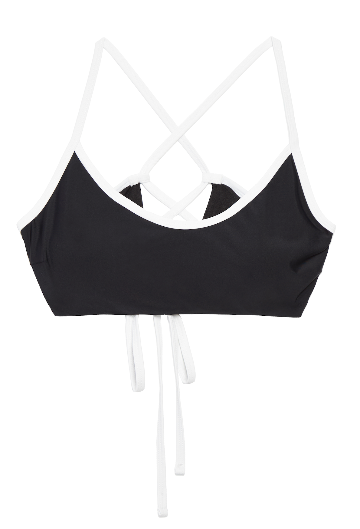 Cross Back Contrast Trim Bralette Bikini Top