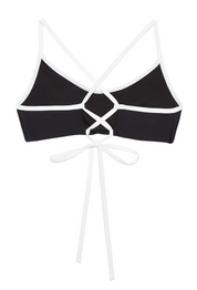 Cross Back Contrast Trim Bralette Bikini Top