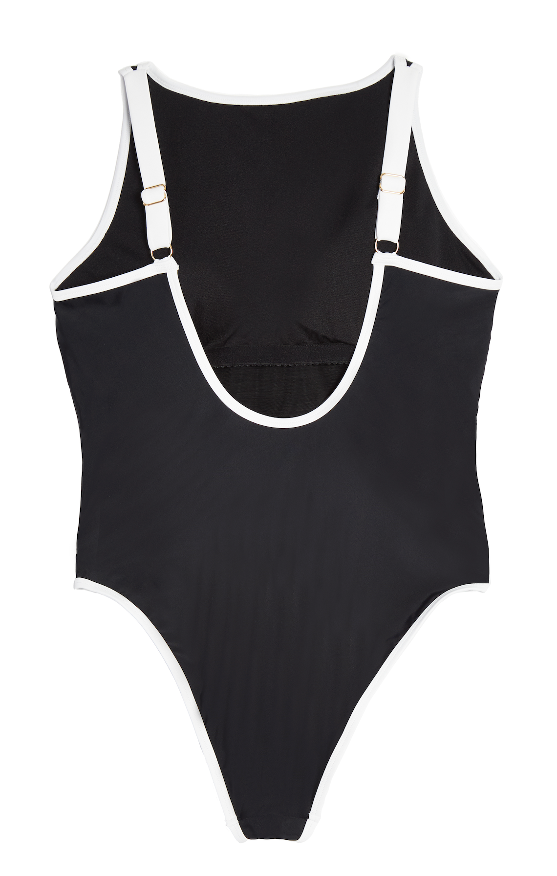 High Neck Low Back Contrast Trim Shaping Swimsuit