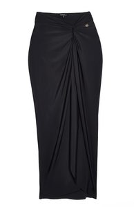 Long Shaping Swim Skirt with Knot-front and Split-leg