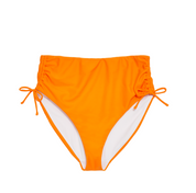 Ruched Adjustable High Waisted Bikini Bottoms in Orange