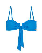 Bandeau U- Front Removable Strap Bikini Top in Ibiza Blue