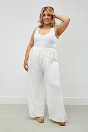 High Waisted Wide Leg ‘Olivia’ Trousers - Coconut