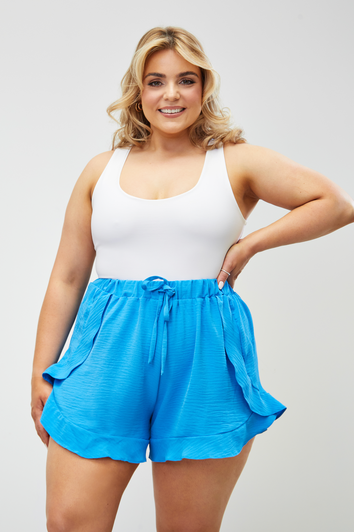 High Waisted Floaty Shorts 'Lucy' - Anti Chafing - Blue