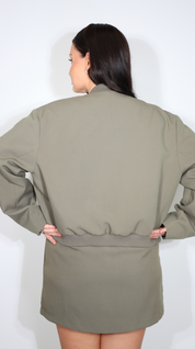 Tailored Cropped ‘Indie’ Bomber Jacket - Sea Turtle