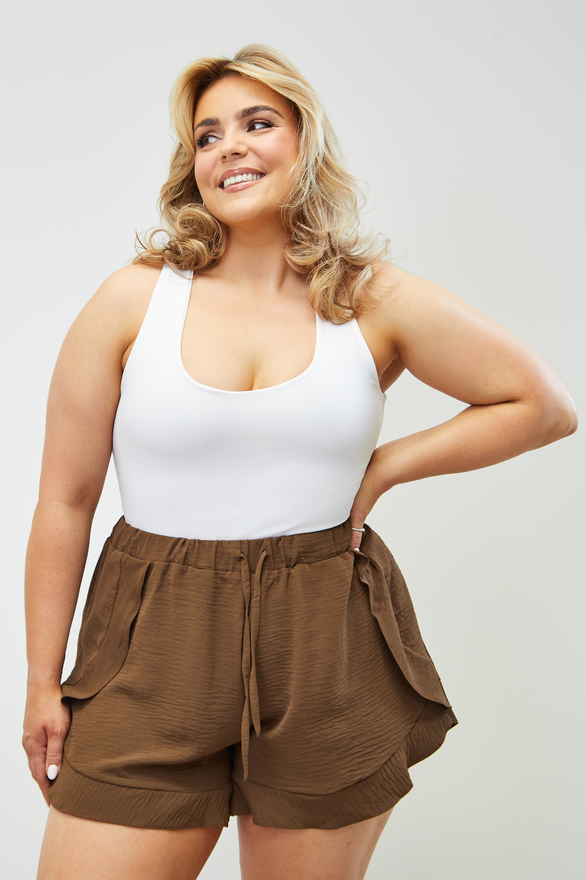 High Waisted Floaty Shorts 'Lucy' - Anti Chafing - Chocolate Brown