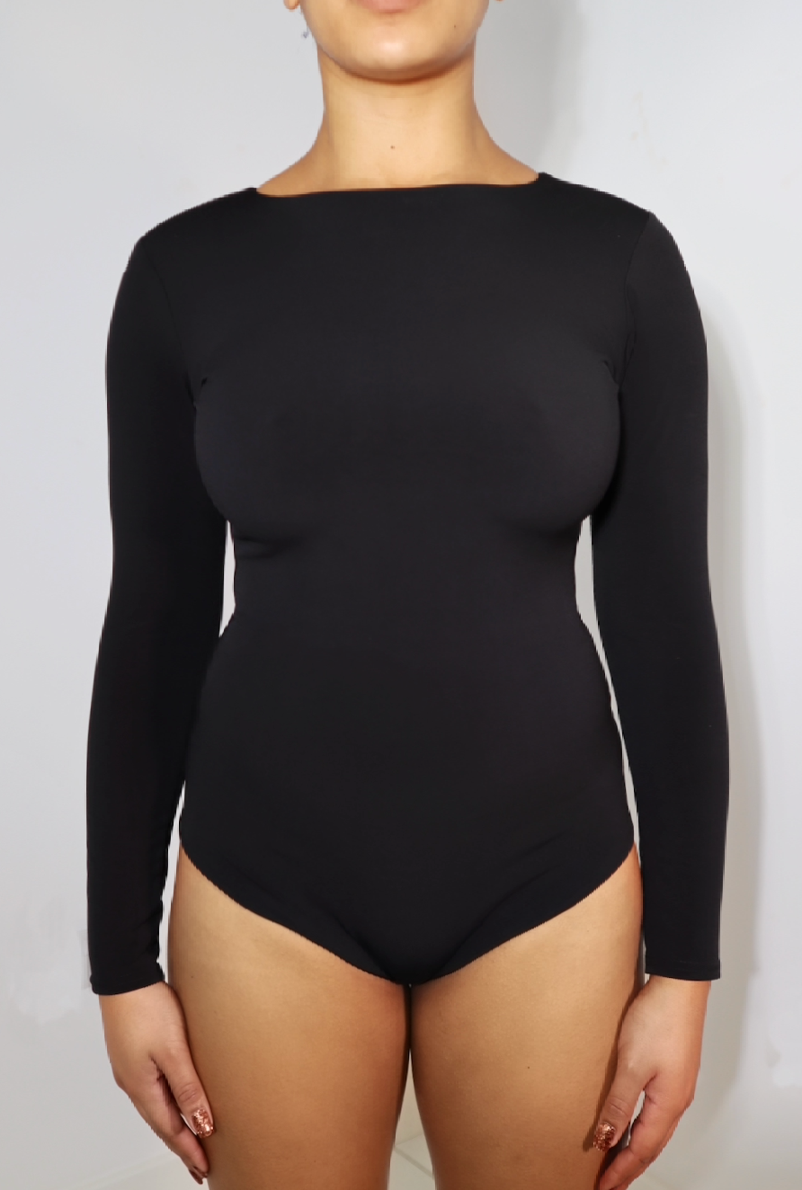 Long Sleeve Round Neck 'Enya' Bodysuit with Zip